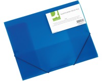 Q-CONNECT elastomap, A4, 3 kleppen en elastieken, transparant PP, blauw