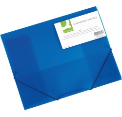 Q-CONNECT farde à rabats, A4, 3 rabats et élastiques, PP transparent, bleu