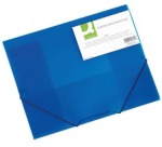 Q-CONNECT elastomap, A4, 3 kleppen en elastieken, transparant PP, blauw
