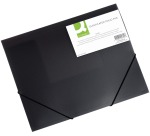 Q-CONNECT Mappen mit Klappen, A4, 3 Klappen und Gummibänder, transparenter PP, schwarz