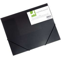 Q-CONNECT elastomap, A4, 3 kleppen en elastieken, transparant PP, zwart