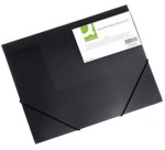 Q-CONNECT Mappen mit Klappen, A4, 3 Klappen und Gummibänder, transparenter PP, schwarz