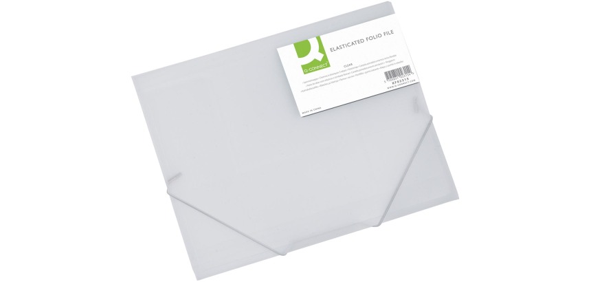 Q-CONNECT folder with flaps, A4, 3 flaps and elastic bands, transparent PP, transparent