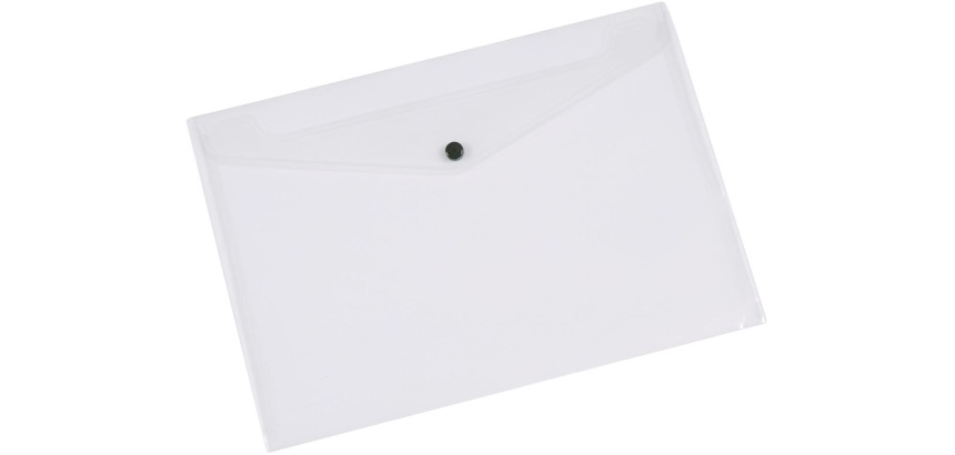 Q-CONNECT pochette documents, A3, PP transparent, fermeture à bouton-pression