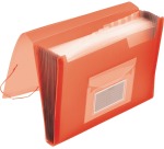 Q-CONNECT sorter, A4, transparent PP, with 13 compartments, elastic closure, red