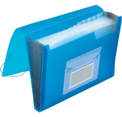 Q-CONNECT trieur, A4, PP transparent, avec 13 compartiments, fermeture à élastiques, transparent bleu