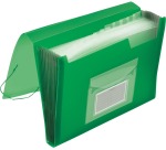 Q-CONNECT sorter, A4, transparent PP, with 13 compartments, elastic closure, transparent green