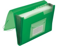 Q-CONNECT trieur, A4, PP transparent, avec 13 compartiments, fermeture à élastiques, transparent vert