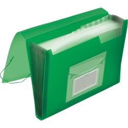 Q-CONNECT trieur, A4, PP transparent, avec 13 compartiments, fermeture à élastiques, transparent vert