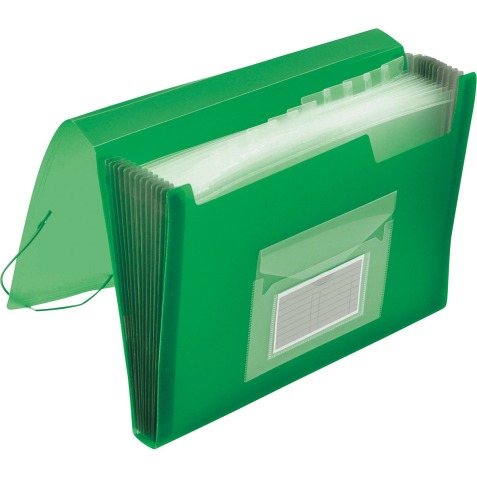 Q-CONNECT trieur, A4, PP transparent, avec 13 compartiments, fermeture à élastiques, transparent vert