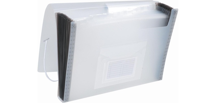 Q-CONNECT sorter, A4, transparent PP, with 13 compartments, elastic closure, transparent