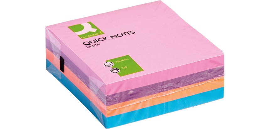 Q-CONNECT Quick Notes, 76 x 76 mm sheets, 320 sheets, assorted colors