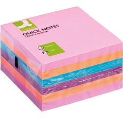 Q-CONNECT Quick Notes, ft 76 x 76 mm, 80 feuilles, paquet de 6 blocs en 4 couleurs assorties