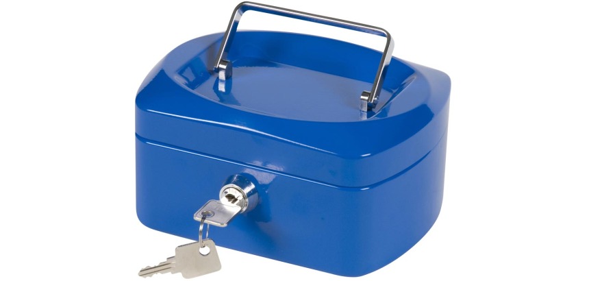 Q-CONNECT coffret à monnaie, 155 x 120 x 75 mm, bleu