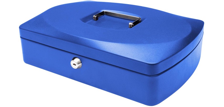 Q-CONNECT coffret à monnaie, 325 x 235 x 85 mm, bleu