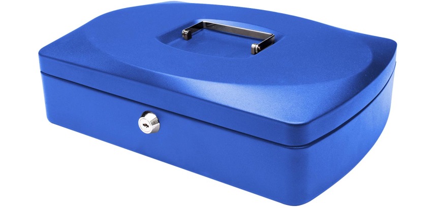 Q-CONNECT coffret à monnaie, 325 x 235 x 85 mm, bleu