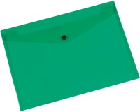 Q-CONNECT pochette documents, A4, PP transparent, fermeture à bouton-pression, vert