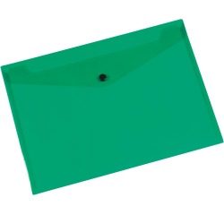 Q-CONNECT pochette documents, A4, PP transparent, fermeture à bouton-pression, vert