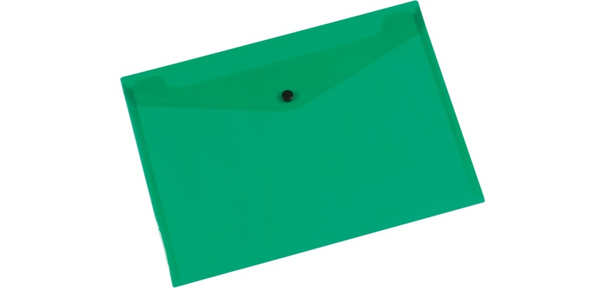 Q-CONNECT documentenmap, A4, transparante PP, drukknopsluiting, groen