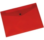 Q-CONNECT document folder, A4, transparent PP, press-stud closure, red