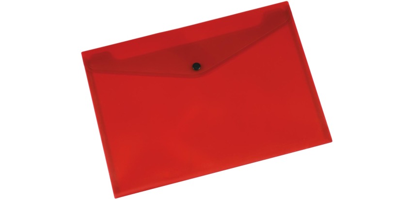 Q-CONNECT document folder, A4, transparent PP, press-stud closure, red