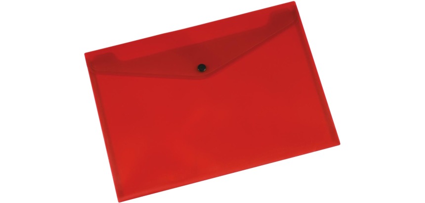 Q-CONNECT document folder, A4, transparent PP, press-stud closure, red