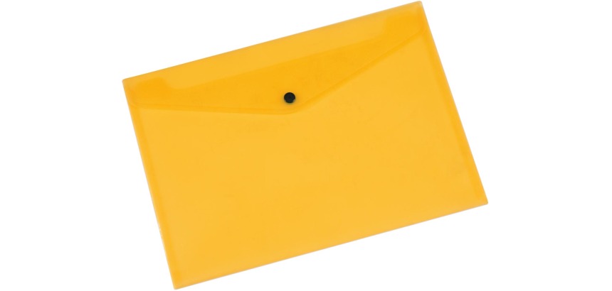 Q-CONNECT document wallet, A4, transparent PP, snap button closure, yellow