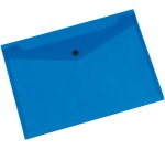 Q-CONNECT document pouch, A4, transparent PP, press-stud closure, blue