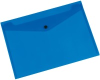 Q-CONNECT pochette documents, A4, PP transparent, fermeture à bouton-pression, bleu