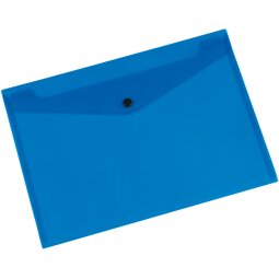Q-CONNECT pochette documents, A4, PP transparent, fermeture à bouton-pression, bleu