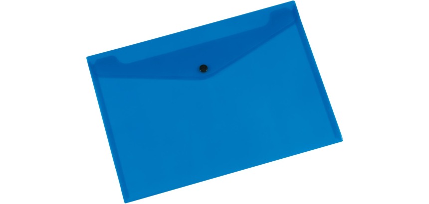 Q-CONNECT document pouch, A4, transparent PP, press-stud closure, blue