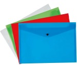 Q-CONNECT documentenmap, A4, transparante PP, drukknopsluiting, geassorteerde kleuren, pak van 12 stuks