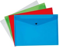 Q-CONNECT pochette documents, A4, PP transparent, bouton-pression, couleurs assorties, paquet 12 pièces