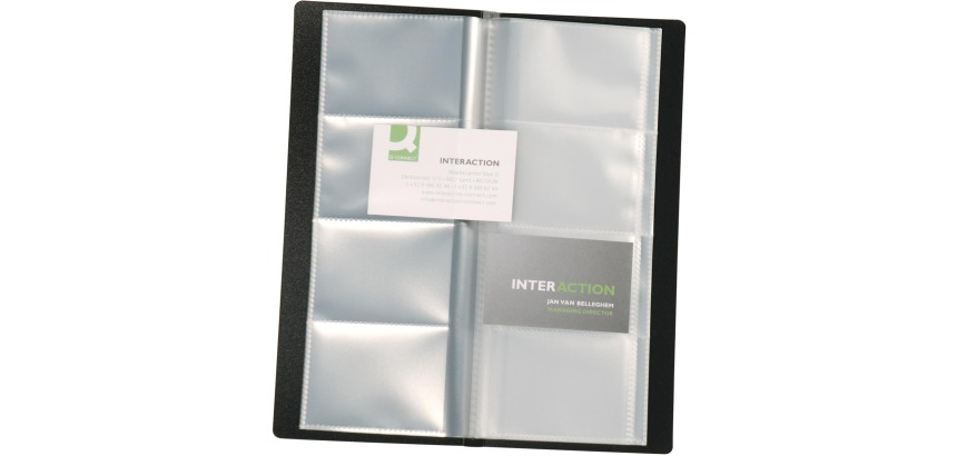 Q-CONNECT Portes-cartes de visite, Ft 11 x 26 cm, pour 160 cartes, noir