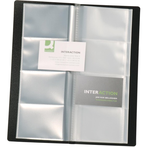 Q-CONNECT visitekaartenmap, Ft 11 x 26 cm, voor 160 kaarten, zwart