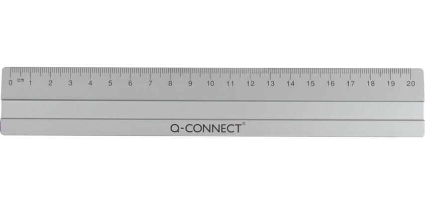 Q-CONNECT ruler, aluminum, 20 cm, in a punchable protective bag