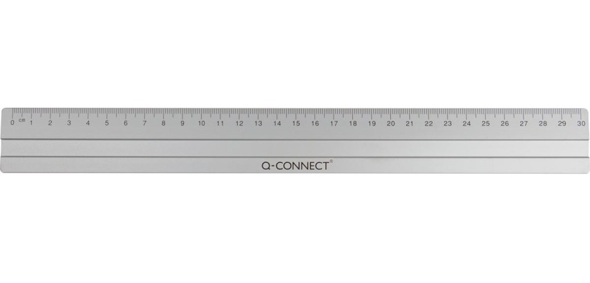 Q-CONNECT ruler, aluminum, 30 cm, in a punchable protective pouch