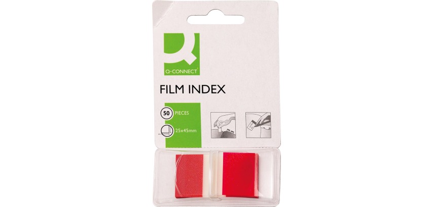 Q-CONNECT Index, ft 25 x 45 mm, 50 Registerkarten, rot