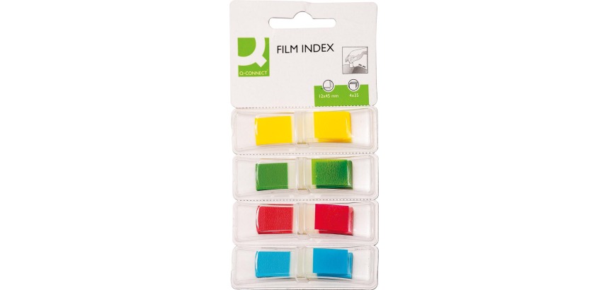 Q-CONNECT mini index, 12.5 x 45 mm, 4 x 35 tabs, assorted colors