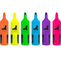 Q-CONNECT markeerstift mini, doosje van 6 verschillende kleuren