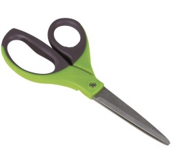 Q-CONNECT schaar Premium, ft 21 cm, rechts en links, scherpe punt, RVS, grijs/groen, blister van 1 stuk