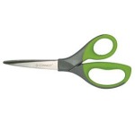 Q-CONNECT Premium-Schere, 21 cm, rechts und links, spitze Enden, Edelstahl, grau/grün, Blisterpackung mit 1 Stück