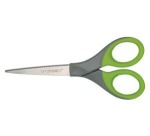 Q-CONNECT ciseaux Premium, ft 17 cm, droite en gauche, bouts pointus, inox, gris/vert, blister de 1 pièce