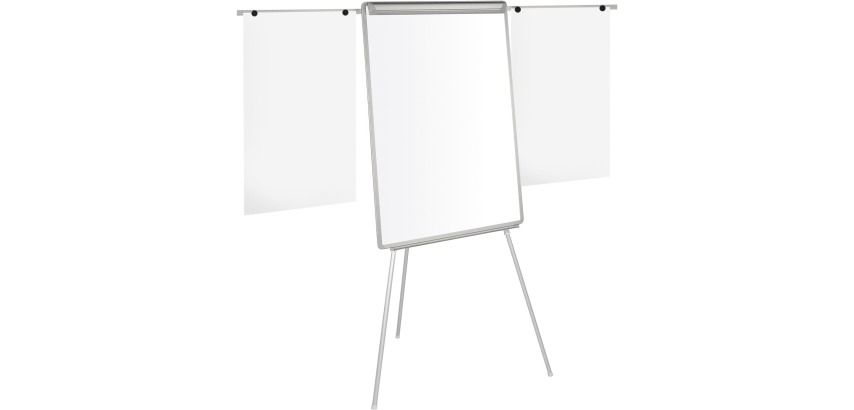 Q-CONNECT Konferenztabelle, Größe 70 x 100 cm, mit ausziehbaren Armen, aus Stahl, magnetisch, Dreibein