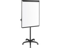 En_pizarra movil q-connect con ruedas para conferencias tablero lacado blanco apta para escritura directa y bloc