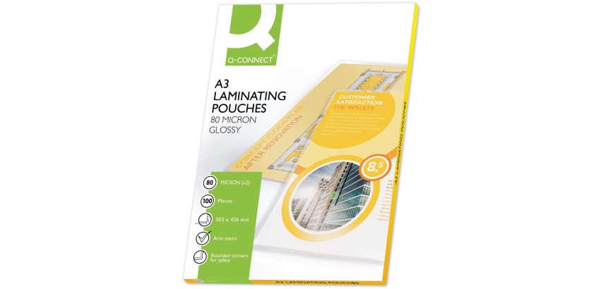 Q-CONNECT Laminierfolien A3 2x 80 Mikron 100 Stück