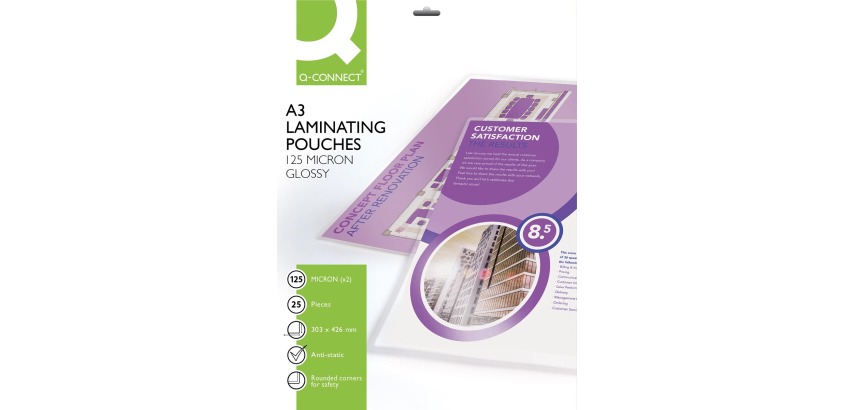 Q-CONNECT Laminierfolien A3 2x 125 Mikron 25 Stück