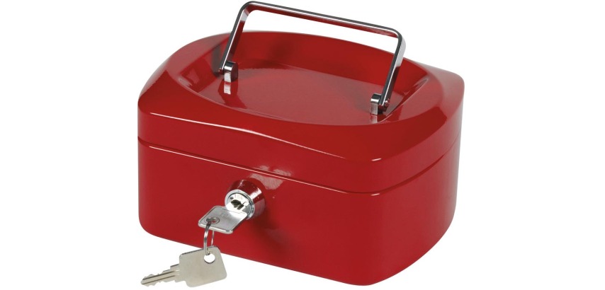 Q-CONNECT cash box, 155 x 120 x 75 mm, red