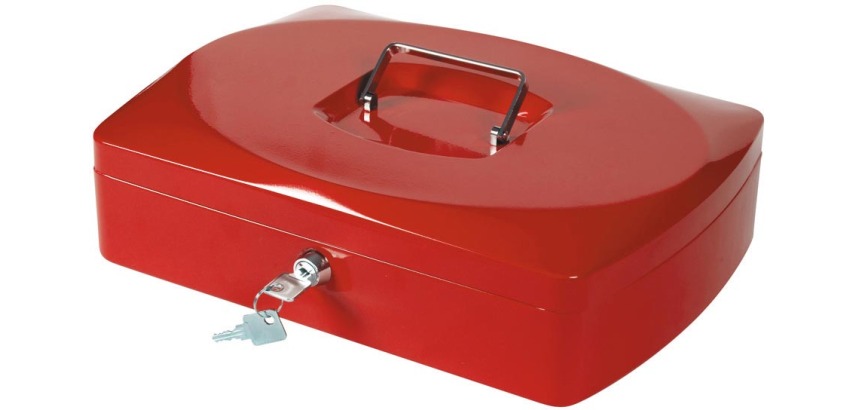 Q-CONNECT coffret à monnaie, 325 x 235 x 85 mm, rouge