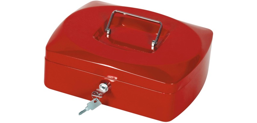 Q-CONNECT cash box, 255 x 200 x 85 mm, red